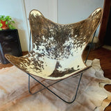 Silla BKF Butterfly - Funda Cuero con pelo Marrón y Blanco