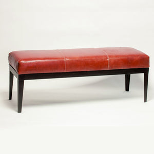 Banqueta Cuero Suela, medidas 120 x 40 x 45 cms. Estructura perfil hierro negro.