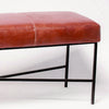 Banqueta Cuero Suela, Estructura hierro X. Medidas 120 x 40 x 45 cms.