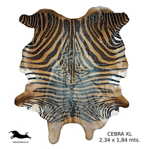 Alfombra Cebra Cuero Natural Animal Print, Talla XL / 2,12 x 1,70 mts.