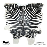 Alfombra Cebra Cuero Natural Animal Print, Talla XXL / 2,05 X 1,95 mts.