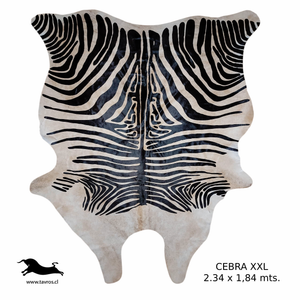 Alfombra Cebra Cuero Natural Animal Print, Talla XXL / 2,34 X 1,84 mts.