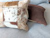 Cojín 100% Cuero, Patchwork 10 x 10 cms., medida 30 x 50 cms.