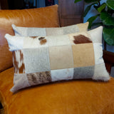 Cojín 100% Cuero, Patchwork 10 x 10 cms., medida 30 x 50 cms.