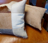 Cojín 100% Cuero, Patchwork 10 x 10 cms., medida 30 x 50 cms.