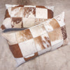 Cojín 100% Cuero, Patchwork 10 x 10 cms., medida 30 x 50 cms.