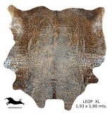 Alfombra Cuero Natural Leopardo Animal Print, Talla XL / 1,93 x 1,90 mts.