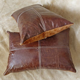 Cojín Almohadón 100% Cuero color Choco, medida 40 x 60 cms.