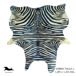 Alfombra Cebra Cuero Natural Animal Print, Talla L / 1,89 x 1,54 mts.
